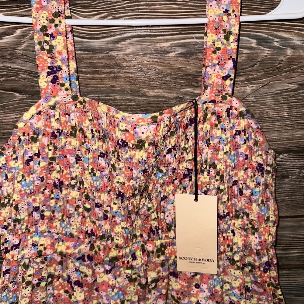 NWT Scotch & Soda Smocked Floral Maxi Dress with Pockets - Picture 4 of 10